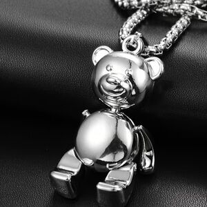 Source Unknown Silver Teddy Bear Pendant Necklace